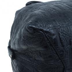 Pre Owned Carolina Herrera Black Monogram Leather Tote Bag