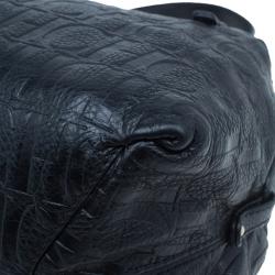 Pre Owned Carolina Herrera Black Monogram Leather Tote Bag