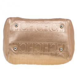 Pre Owned Carolina Herrera Metallic Leather Medium Andy Boston Bag