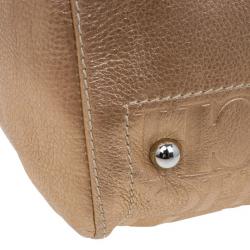 Pre Owned Carolina Herrera Metallic Leather Medium Andy Boston Bag