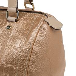 Pre Owned Carolina Herrera Metallic Leather Medium Andy Boston Bag