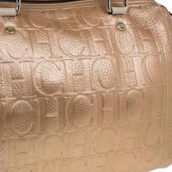 Pre Owned Carolina Herrera Metallic Leather Medium Andy Boston Bag