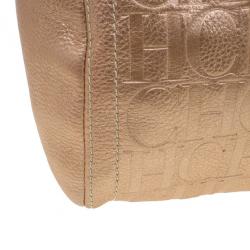 Pre Owned Carolina Herrera Metallic Leather Medium Andy Boston Bag