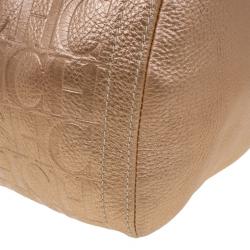 Pre Owned Carolina Herrera Metallic Leather Medium Andy Boston Bag