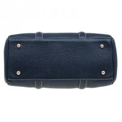 Pre Owned Carolina Herrera Navy Blue Leather Matteo Top Handle Bag