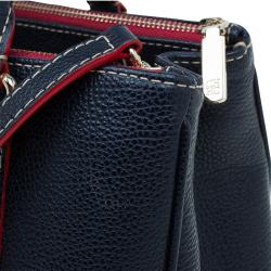 Pre Owned Carolina Herrera Navy Blue Leather Matteo Top Handle Bag