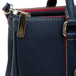 Pre Owned Carolina Herrera Navy Blue Leather Matteo Top Handle Bag