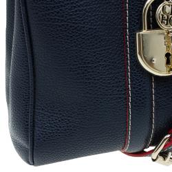 Pre Owned Carolina Herrera Navy Blue Leather Matteo Top Handle Bag