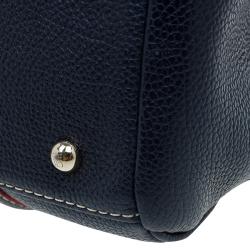 Pre Owned Carolina Herrera Navy Blue Leather Matteo Top Handle Bag