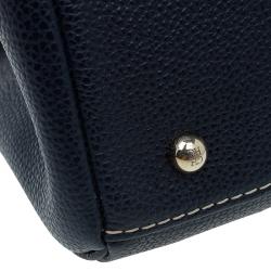 Pre Owned Carolina Herrera Navy Blue Leather Matteo Top Handle Bag