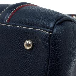 Pre Owned Carolina Herrera Navy Blue Leather Matteo Top Handle Bag