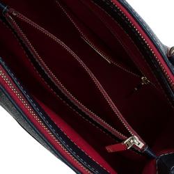 Pre Owned Carolina Herrera Navy Blue Leather Matteo Top Handle Bag