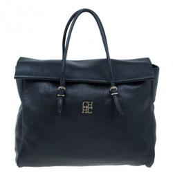 Pre Owned Carolina Herrera Black Leather Tempo Collection Adagio Bag
