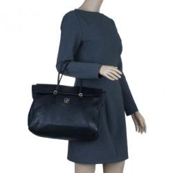 Pre Owned Carolina Herrera Black Leather Tempo Collection Adagio Bag