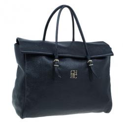 Pre Owned Carolina Herrera Black Leather Tempo Collection Adagio Bag