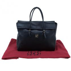 Pre Owned Carolina Herrera Black Leather Tempo Collection Adagio Bag