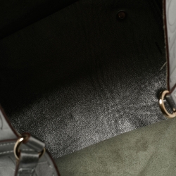 Pre Owned Carolina Herrera Metallic Silver Monogram Leather Matryoshka Tote
