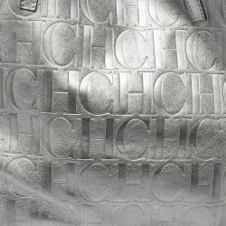 Pre Owned Carolina Herrera Metallic Silver Monogram Leather Matryoshka Tote