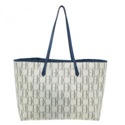 Pre Owned Carolina Herrera Monogram Coated Canvas Shopper Tote