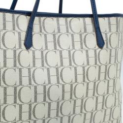 Pre Owned Carolina Herrera Monogram Coated Canvas Shopper Tote