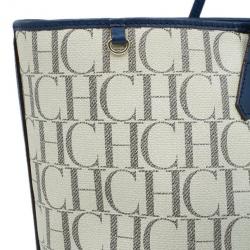 Pre Owned Carolina Herrera Monogram Coated Canvas Shopper Tote