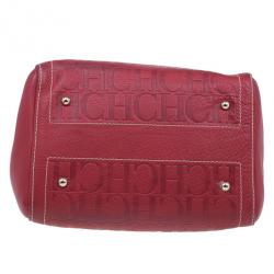 Pre Owned Carolina Herrera Red Leather Andy Boston Bag