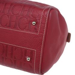 Pre Owned Carolina Herrera Red Leather Andy Boston Bag