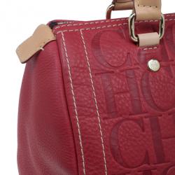 Pre Owned Carolina Herrera Red Leather Andy Boston Bag