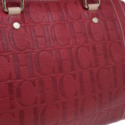 Pre Owned Carolina Herrera Red Leather Andy Boston Bag