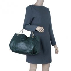 Pre Owned Carolina Herrera Green Monogram Embossed Dahlia Hobo