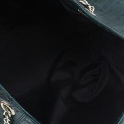 Pre Owned Carolina Herrera Green Monogram Embossed Dahlia Hobo