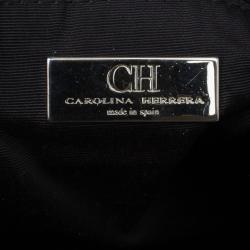 Pre Owned Carolina Herrera Green Monogram Embossed Dahlia Hobo