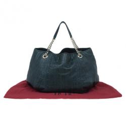 Pre Owned Carolina Herrera Green Monogram Embossed Dahlia Hobo