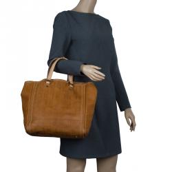 Pre Owned Carolina Herrera Brown Monogram Leather Andy Tote