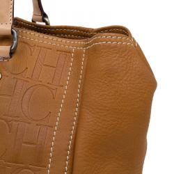 Pre Owned Carolina Herrera Brown Monogram Leather Andy Tote