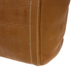 Pre Owned Carolina Herrera Brown Monogram Leather Andy Tote