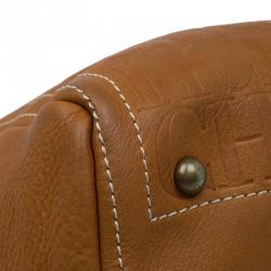 Pre Owned Carolina Herrera Brown Monogram Leather Andy Tote