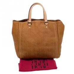 Pre Owned Carolina Herrera Brown Monogram Leather Andy Tote