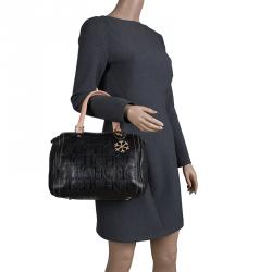 Pre Owned حقيبة كارولينا هيريرا اندي بوسطن جلد مونوغرامي سوداء