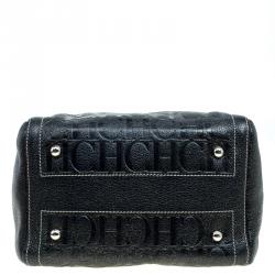 Pre Owned حقيبة كارولينا هيريرا اندي بوسطن جلد مونوغرامي سوداء