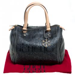 Pre Owned حقيبة كارولينا هيريرا اندي بوسطن جلد مونوغرامي سوداء