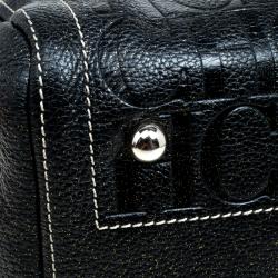 Pre Owned حقيبة كارولينا هيريرا اندي بوسطن جلد مونوغرامي سوداء