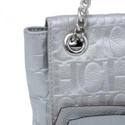 Pre Owned Carolina Herrera Silver Metallic Leather Audrey Bag