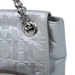 Pre Owned Carolina Herrera Silver Metallic Leather Audrey Bag