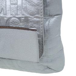 Pre Owned Carolina Herrera Silver Metallic Leather Audrey Bag