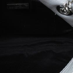 Pre Owned Carolina Herrera Silver Metallic Leather Audrey Bag