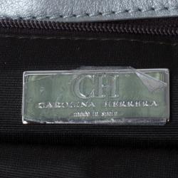 Pre Owned Carolina Herrera Silver Metallic Leather Audrey Bag
