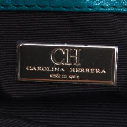 Pre Owned Carolina Herrera Green Quilted Embossed Leather Chain Clutch