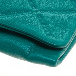 Pre Owned Carolina Herrera Green Quilted Embossed Leather Chain Clutch
