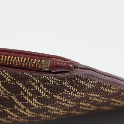 Pre Owned Carolina Herrera Burgundy/Brown Monogram Canvas and Leather Scarf Flat Pouch